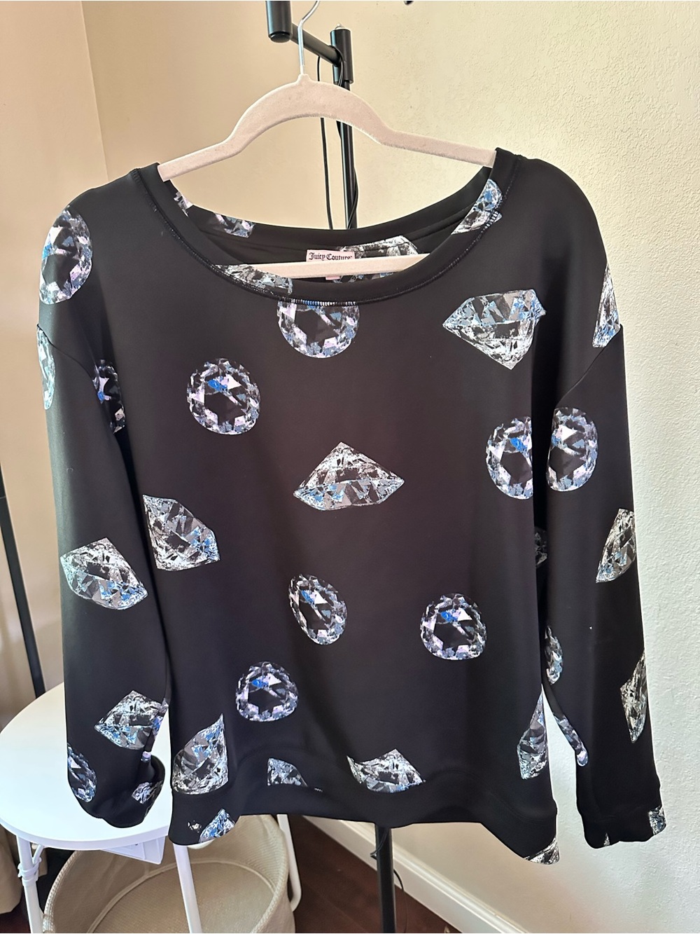 Juicy Couture Black Gem-Print Pullover Sweatshirt